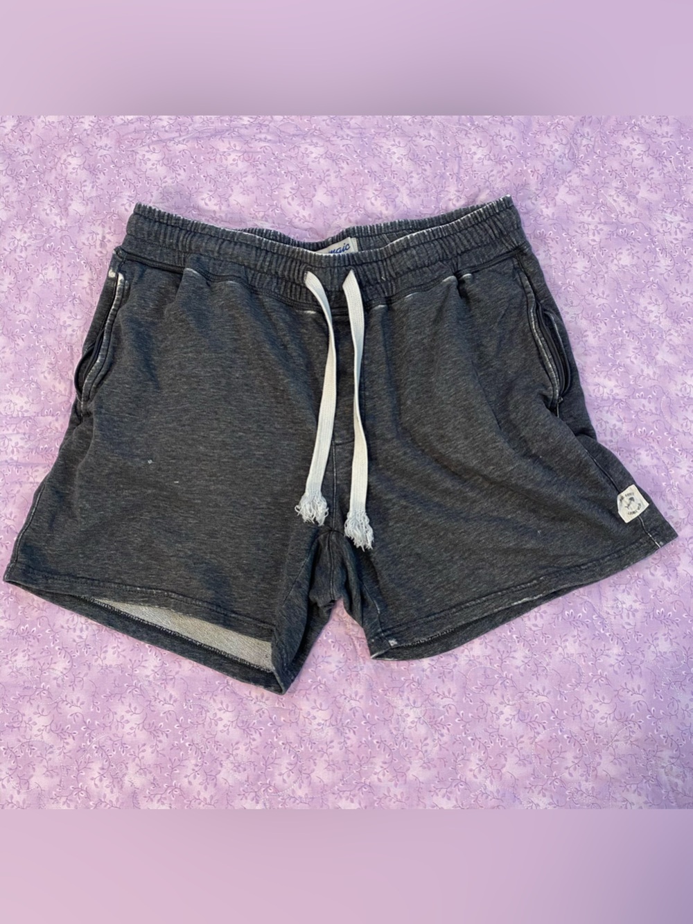 Men's Distressed Athletic Drawstring Shorts — Charcoal
